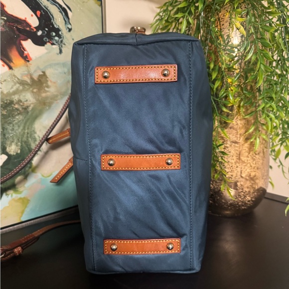 Dooney & Bourke Dark Blue Tote with Brown Leather Accents - Picture 9 of 11
